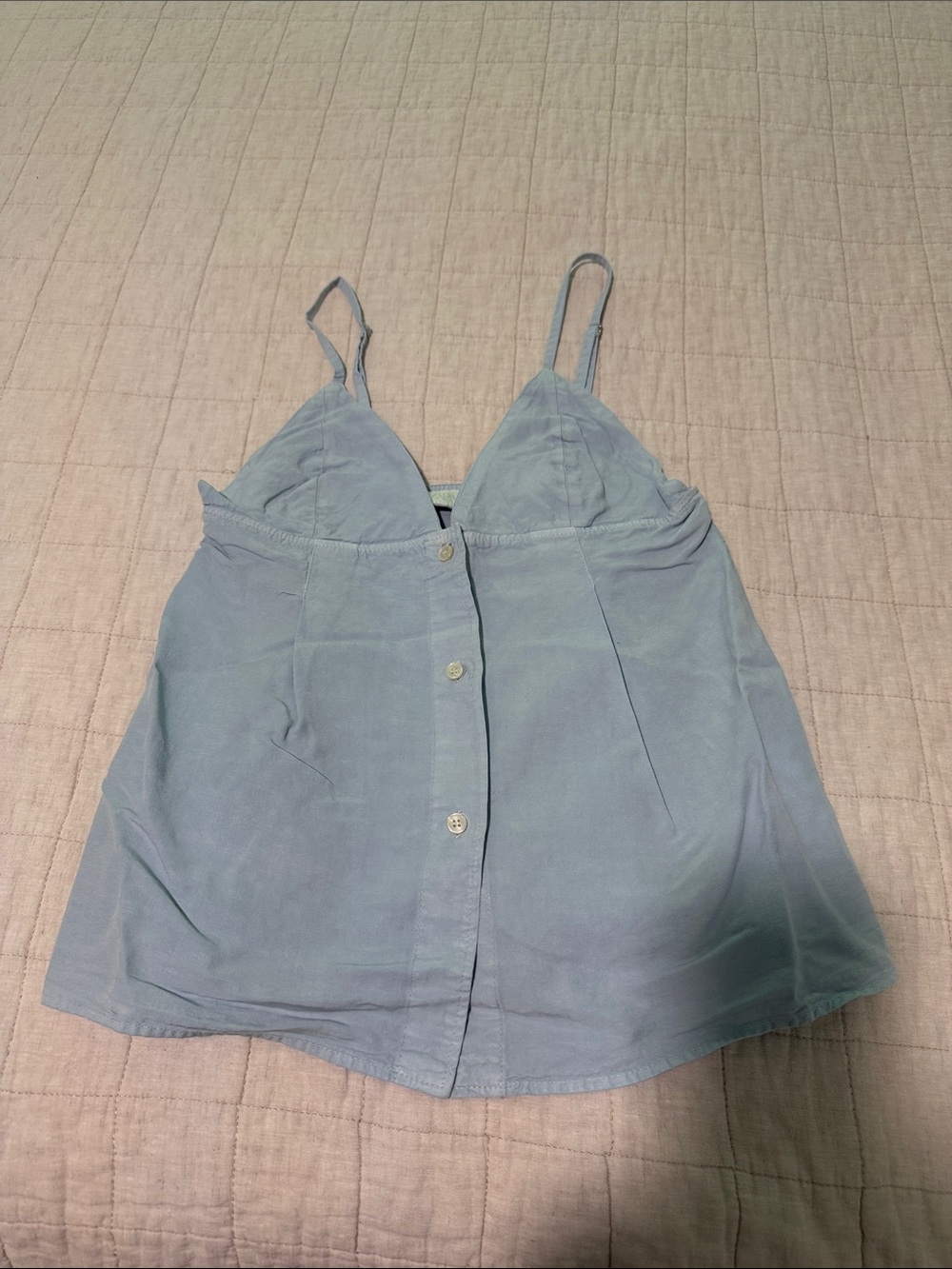 Zara Pale Blue Spaghetti Strap Button-Front Camisole
